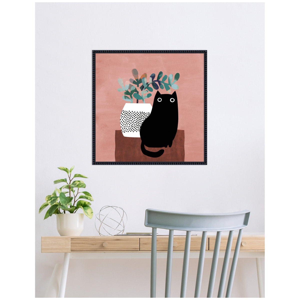 Black Cat No. 17 Framed Canvas Wall Art by Planet Cat