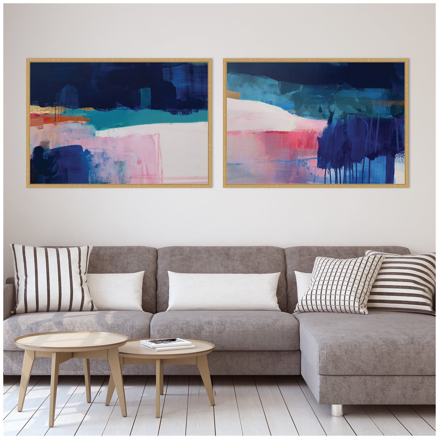 Blue Current No. 1 & No. 2 2 Piece Framed Canvas Wall Art Set by Amy Lighthall