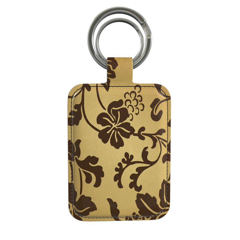 Vintage Botanical' Rectangular Leather Keyring