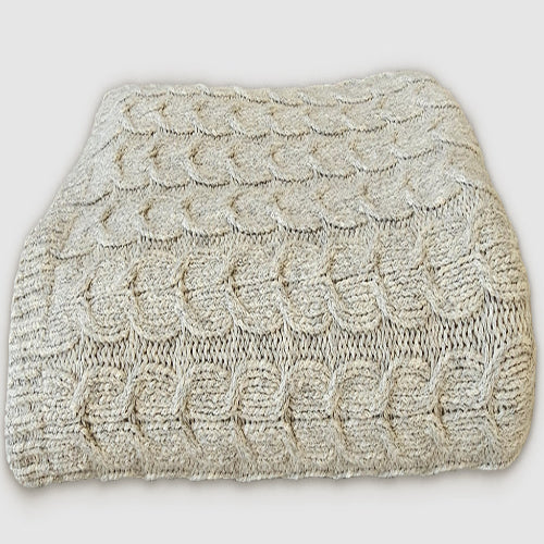 Handloomed Peruvian Pima Cotton & Undyed Baby Alpaca Silver Gray Cable Throw Blanket - Muru Collection