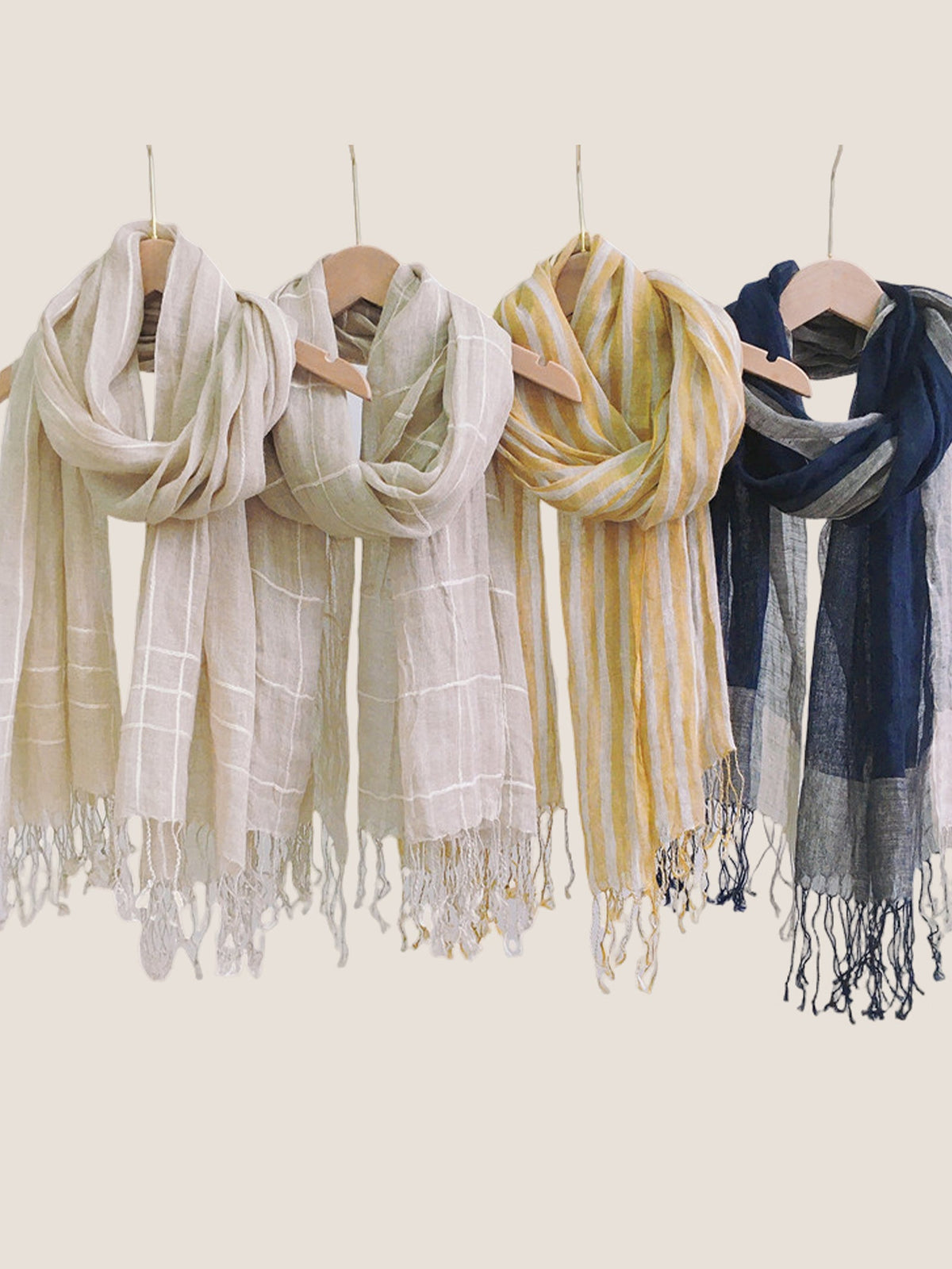 Lightweight Linen Checkered Scarf & Summer Shawl