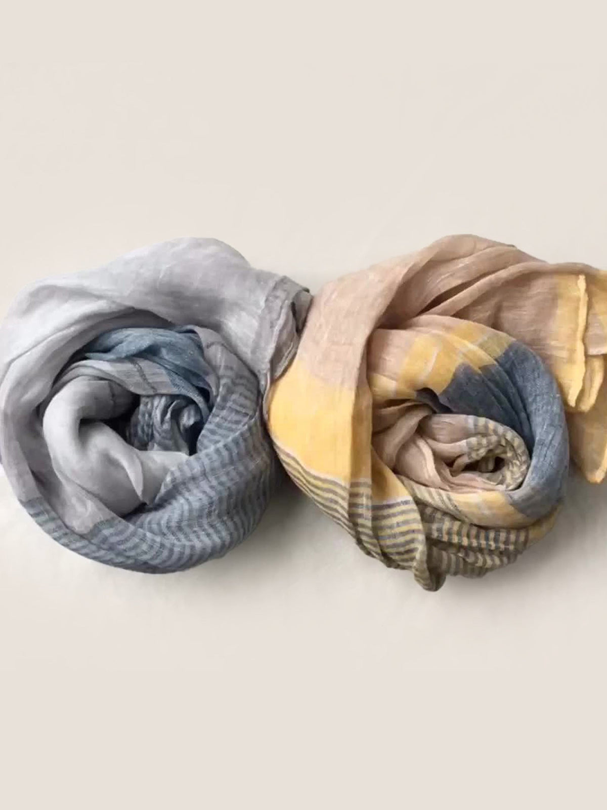 Lightweight Linen Color Block Scarf & Summer Shawl