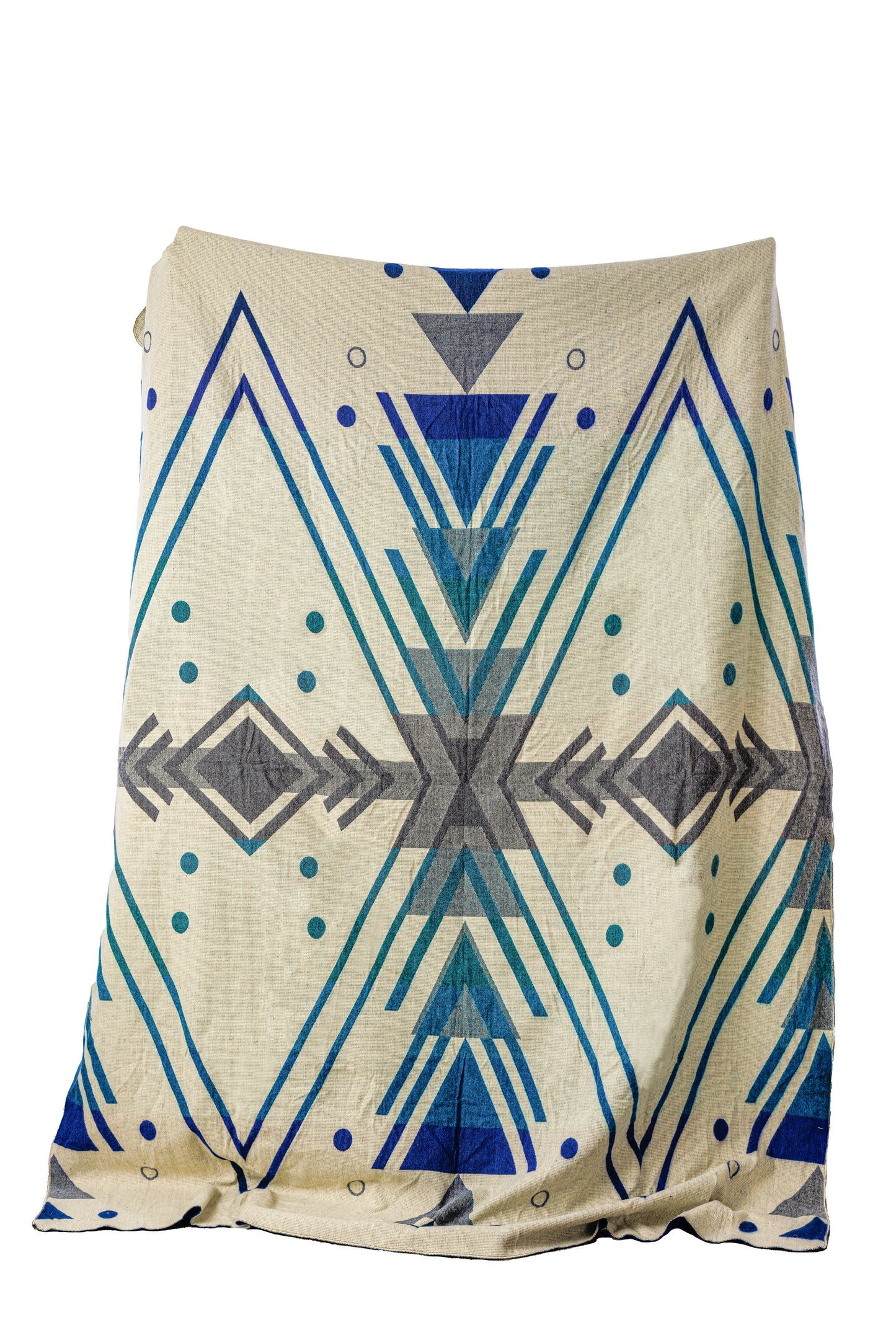 Handwoven Reversible Chevron Vibrant Blues Alpaca Throw Blanket - Yachana Collection