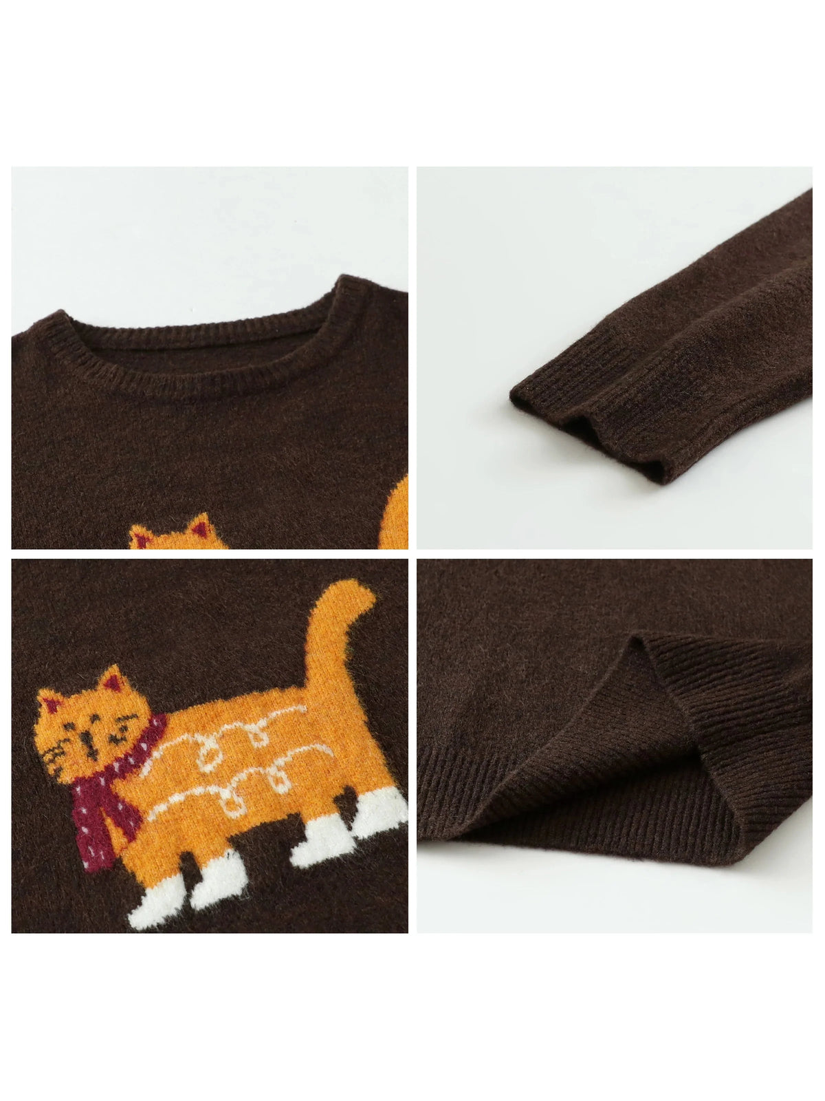 Women’s Cartoon Cat Knit Sweater Loose Casual Autumn Pullover