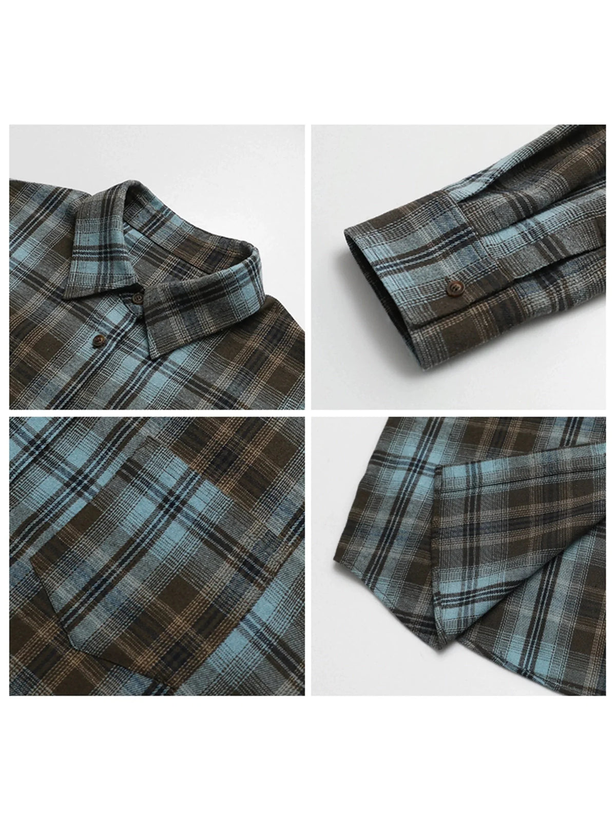 Women’s Long Sleeve Plaid Shirt Coat Loose Casual Blouse