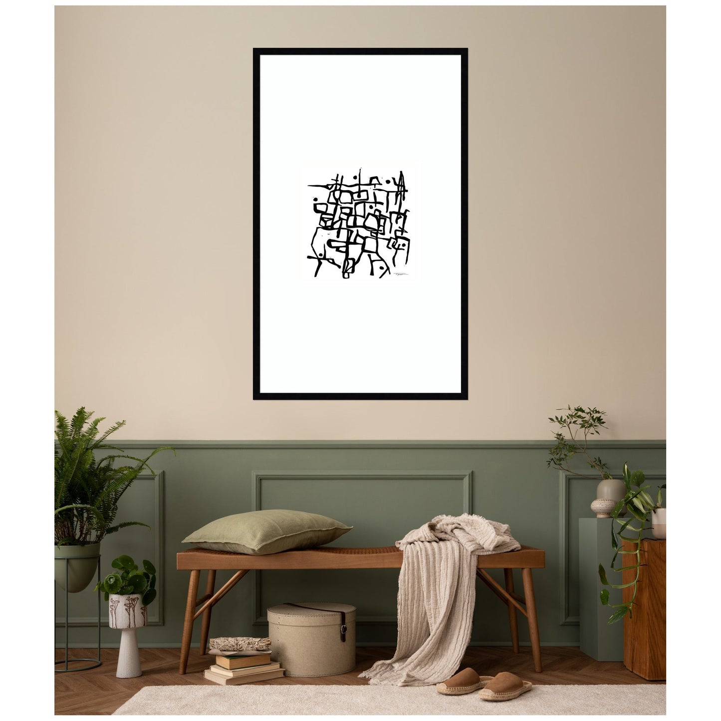 Organic Lines BW Grayscale by Statement Goods Framed Wall Art Print