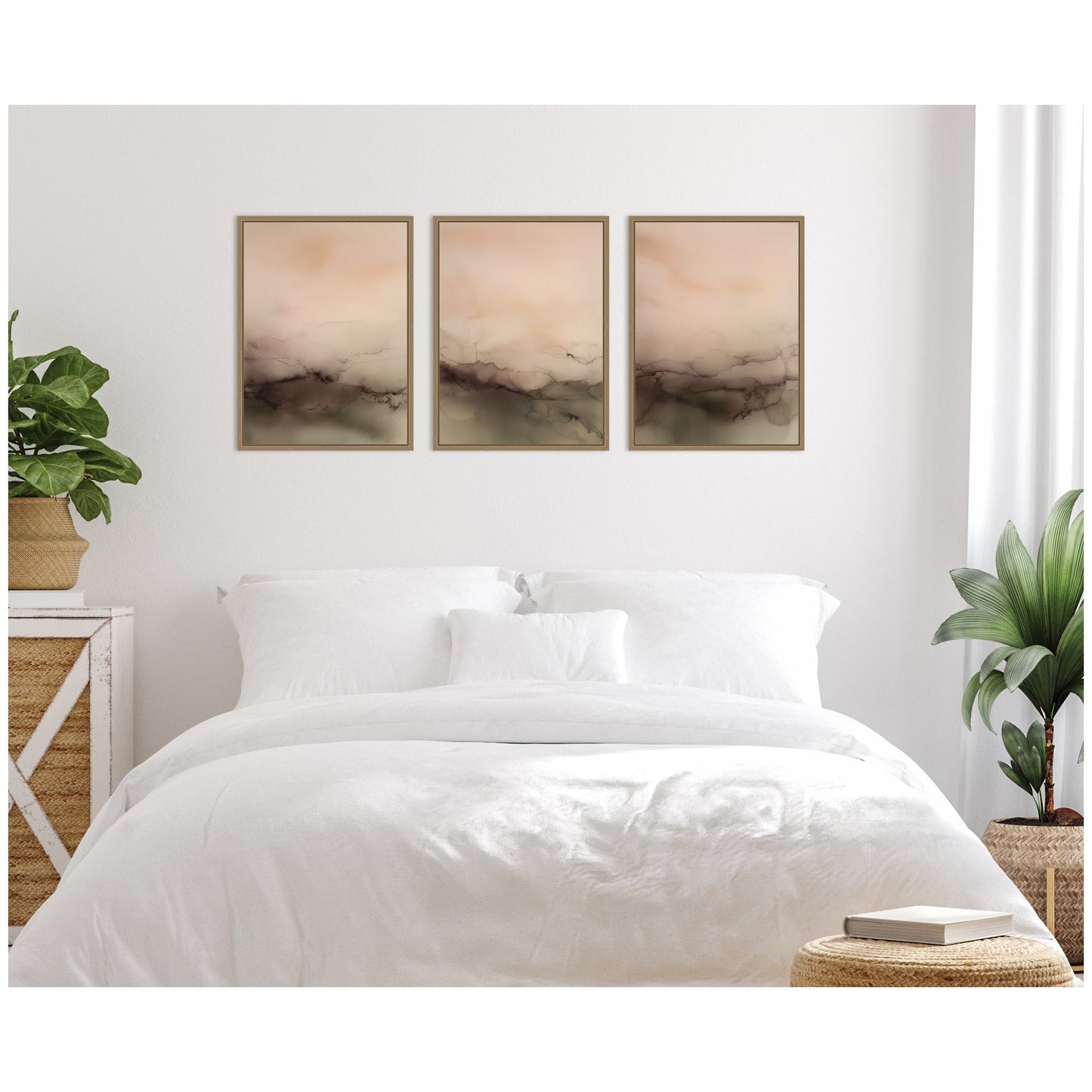 Dawn Abstract Atmospheric Sunrise Landscape 3-Piece Framed Canvas Set
