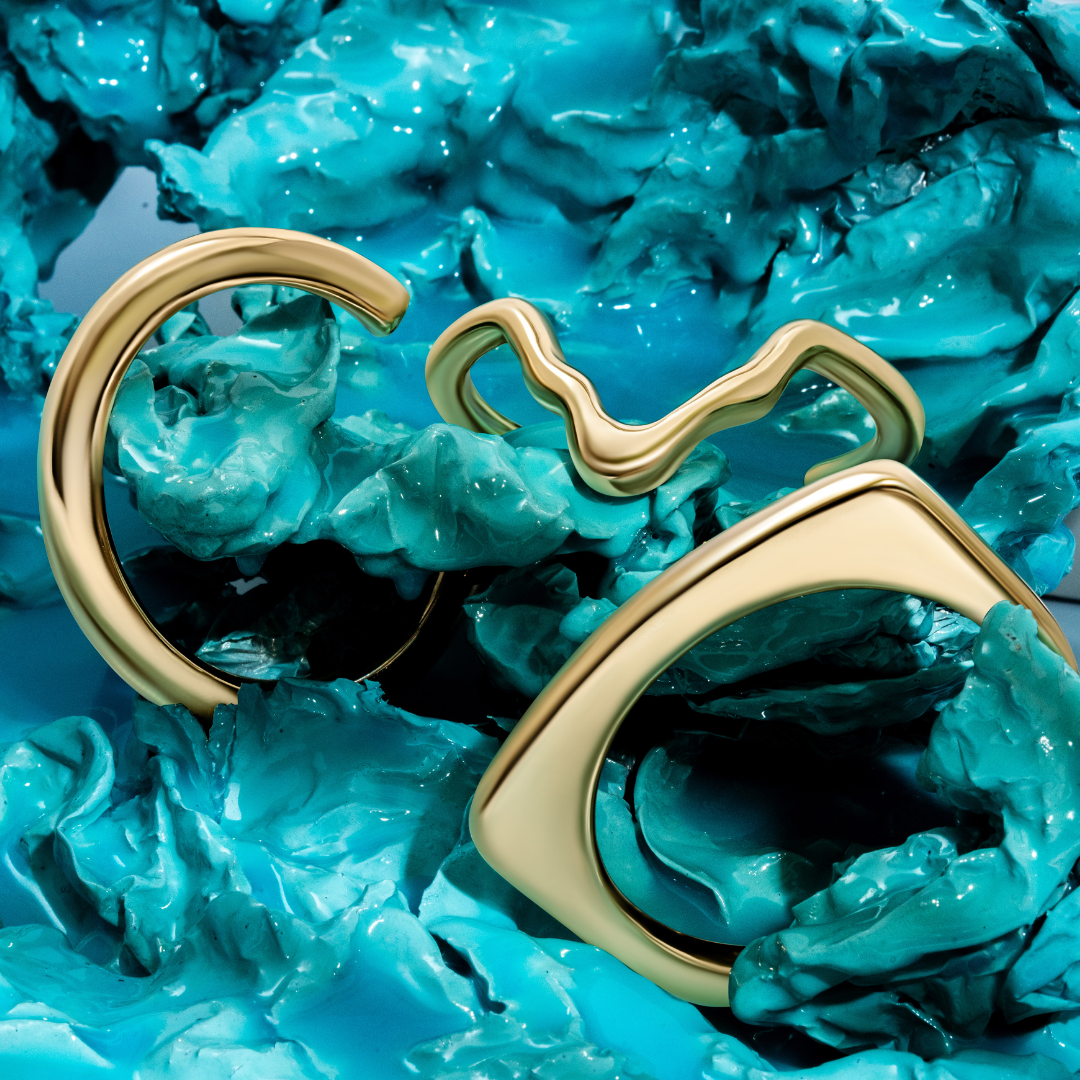 Danielle Sculptural Gold Bracelet | Molten Liquid Metal Statement Cuff