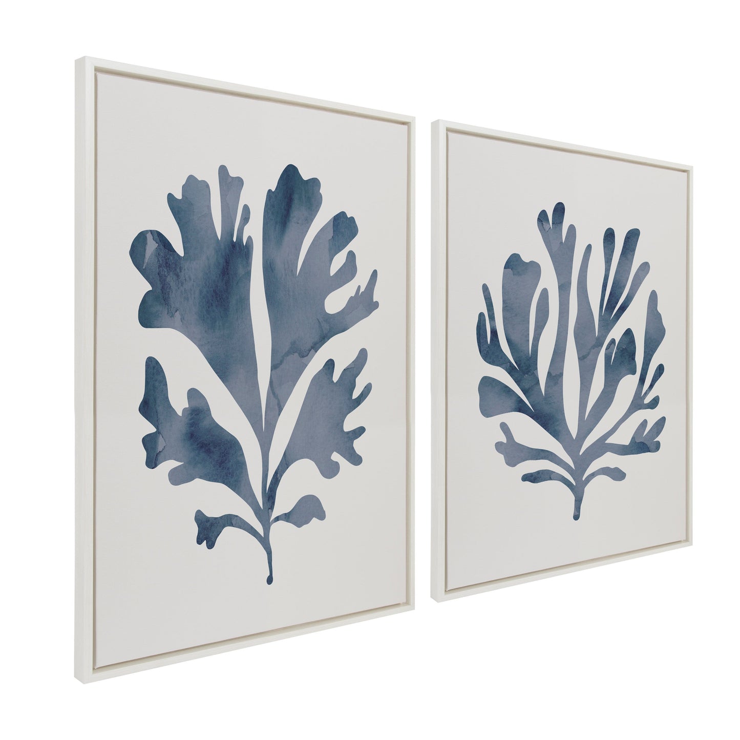 Neutral Coral Blue 1 and 2 Framed Canvas Art Set by The Creative Bunch Studio