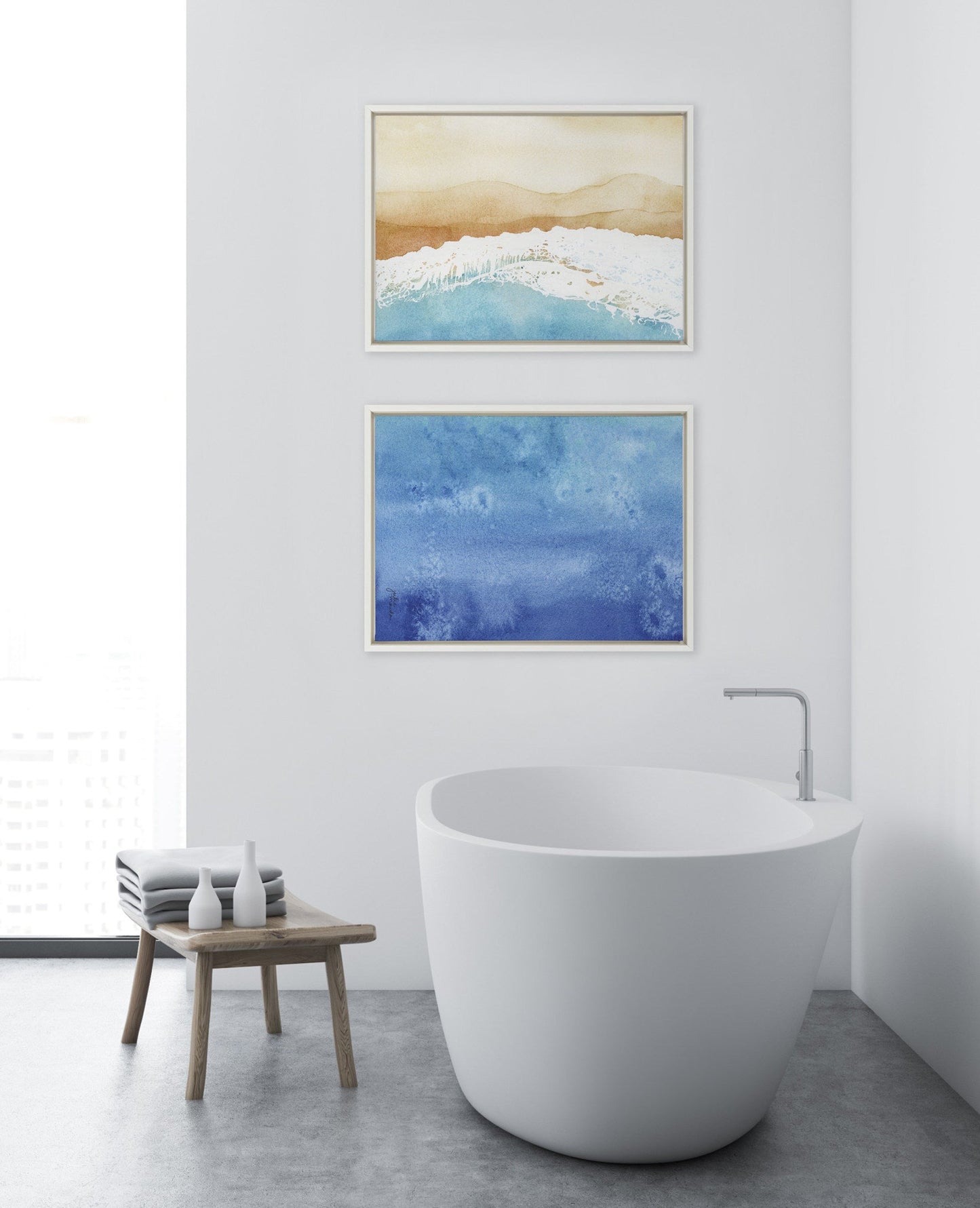 Ocean Wake 1 and 2 Framed Canvas by Julie Maida