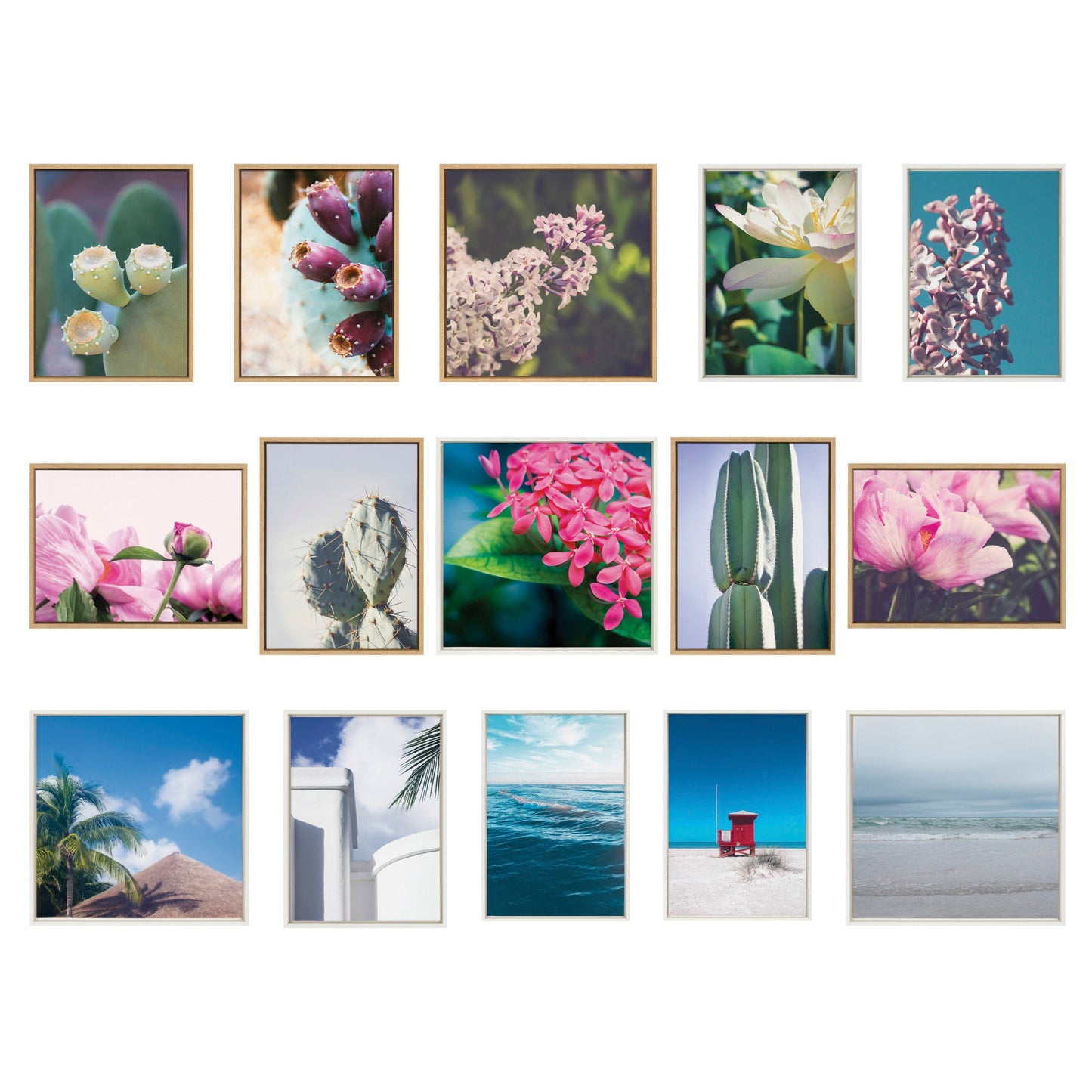 Desert Cactus Sky Modern Pastel 4-Piece Framed Canvas Art Set