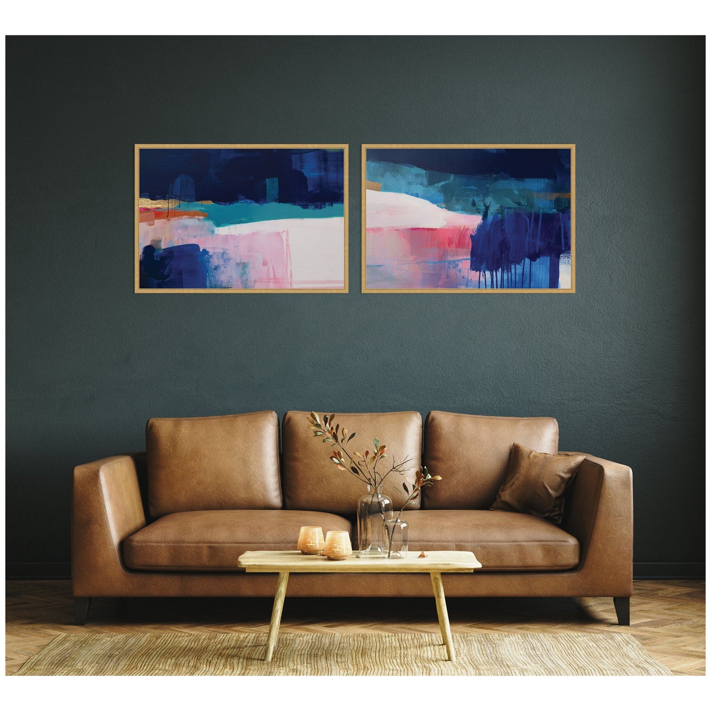Blue Current No. 1 & No. 2 2 Piece Framed Canvas Wall Art Set by Amy Lighthall