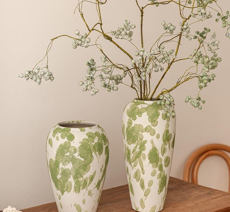 Artisan Wabi-Sabi Ceramic Vase & Dried Flower Set - Handcrafted Minimalist Centerpiece