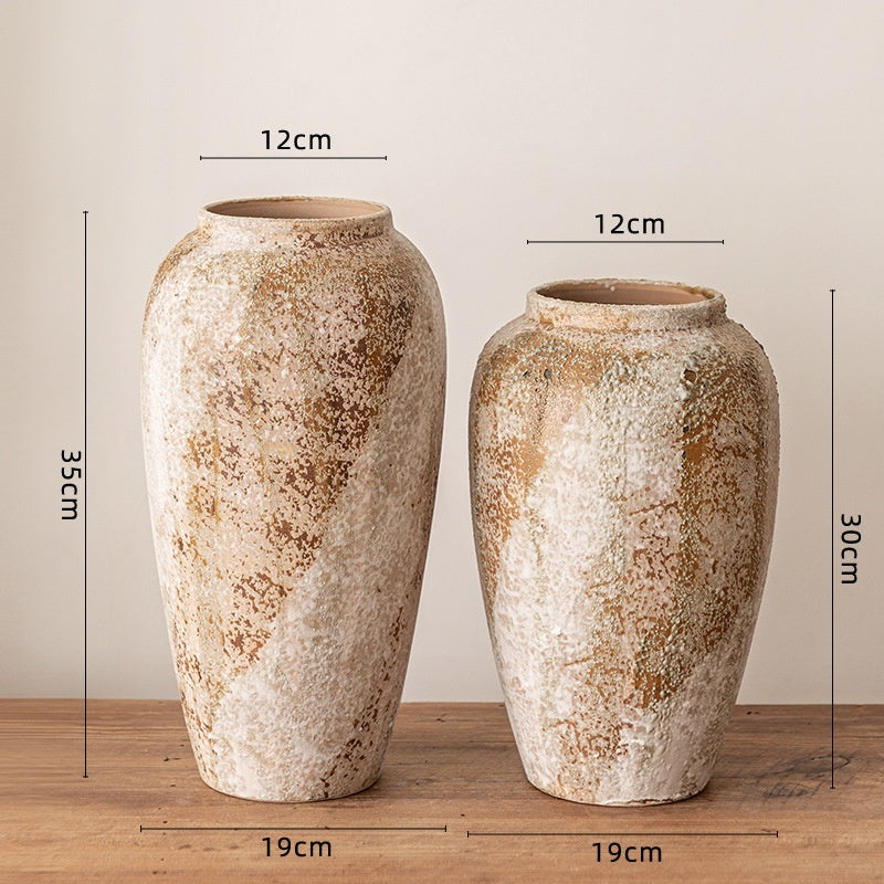 Artisan Wabi-Sabi Ceramic Vase & Dried Flower Set - Handcrafted Minimalist Centerpiece
