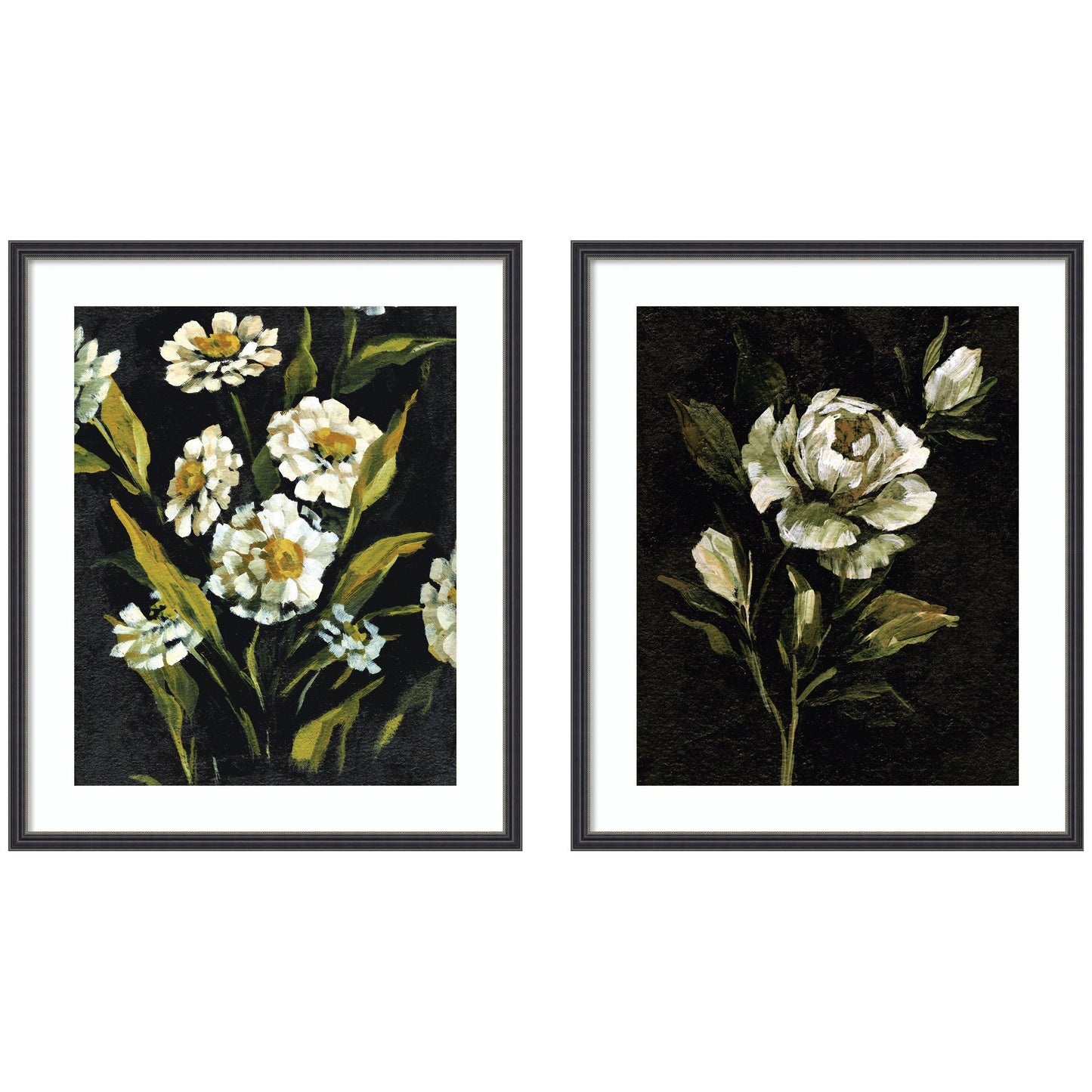 Moody Floral 1 & 2 2 Piece Framed Wall Art Print Set by Annie Quigley