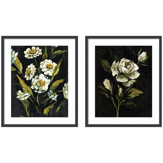 Moody Floral 1 & 2 2 Piece Framed Wall Art Print Set by Annie Quigley