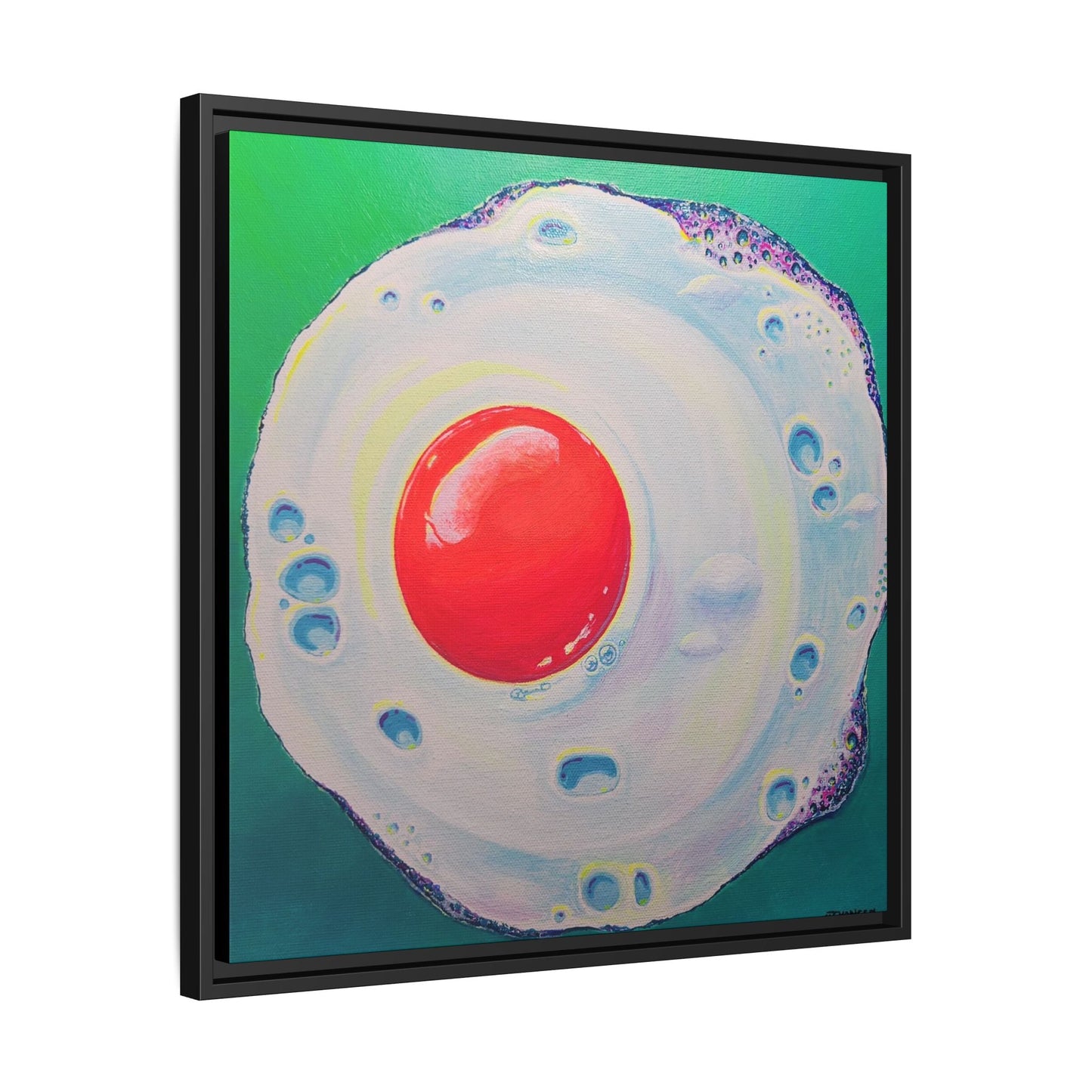 Framed Neon Fried Egg Canvas Print