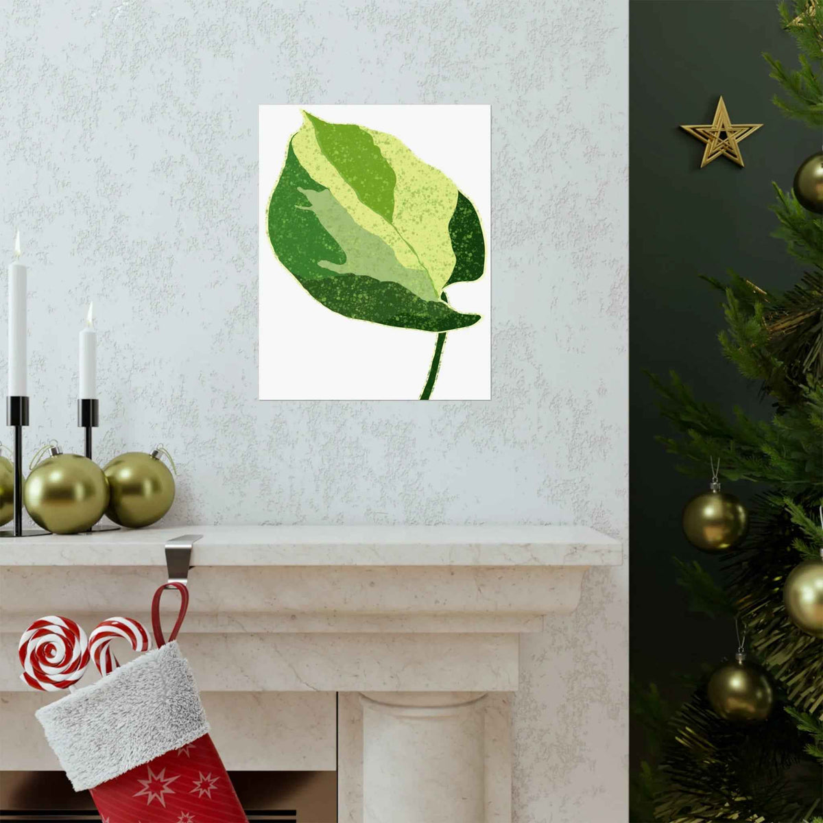 Manjula Pothos Illustrated Botanical Print – Unframed Wall Art