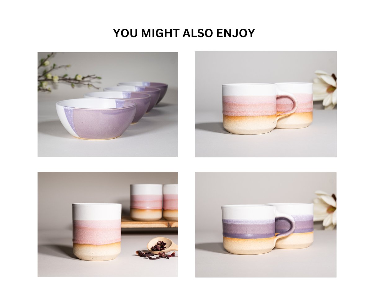 Ceramic Coffee Tea Mug with Handle Pink White 14 oz Stoneware