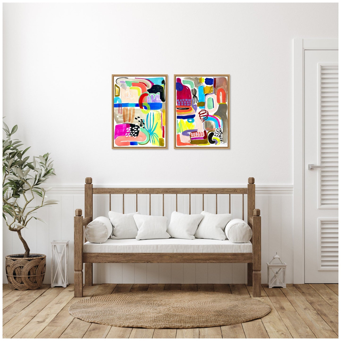 Colorful Abstract 10 and 12 Framed Canvas Art Set by Emma Daisy