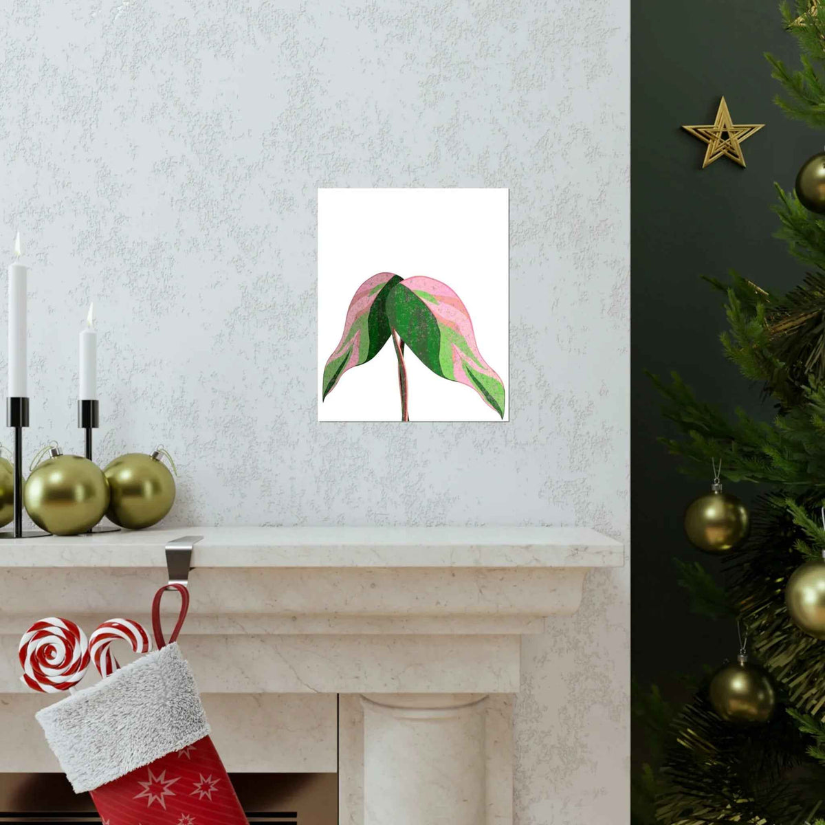 Pink Princess Philodendron Botanical Print – Unframed Wall Art