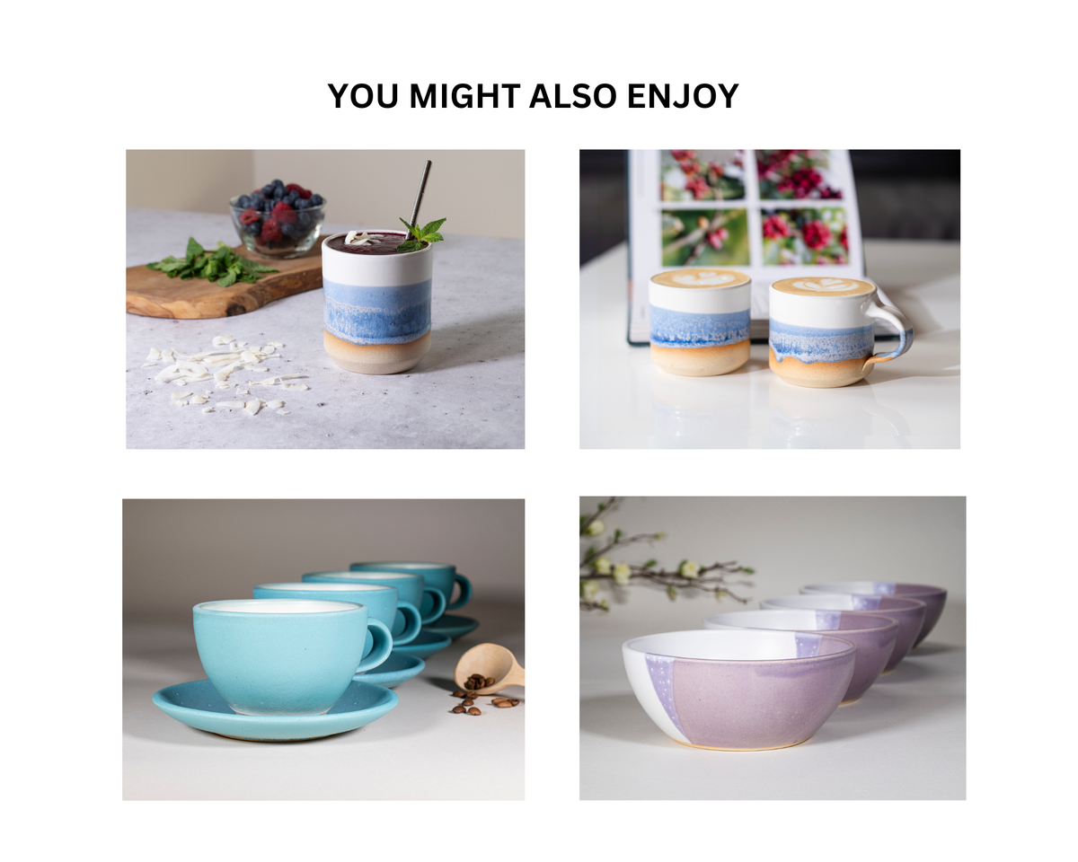 Ceramic Coffee Tea Mug with Handle Blue-Purple White 14 oz Stoneware