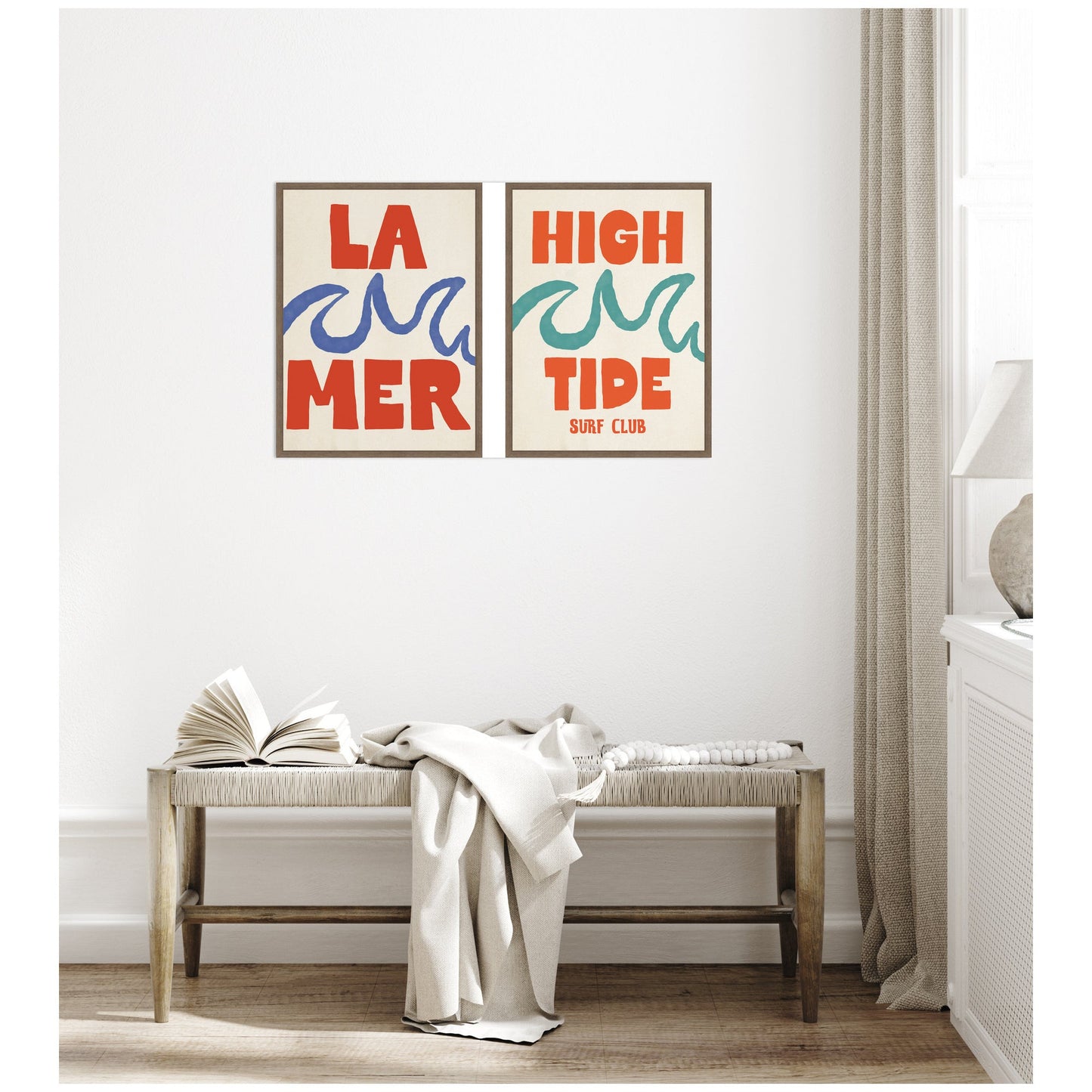 La Mer & high Tide Surf Club 2 Piece Framed Canvas Wall Art Set by Alicia Bock