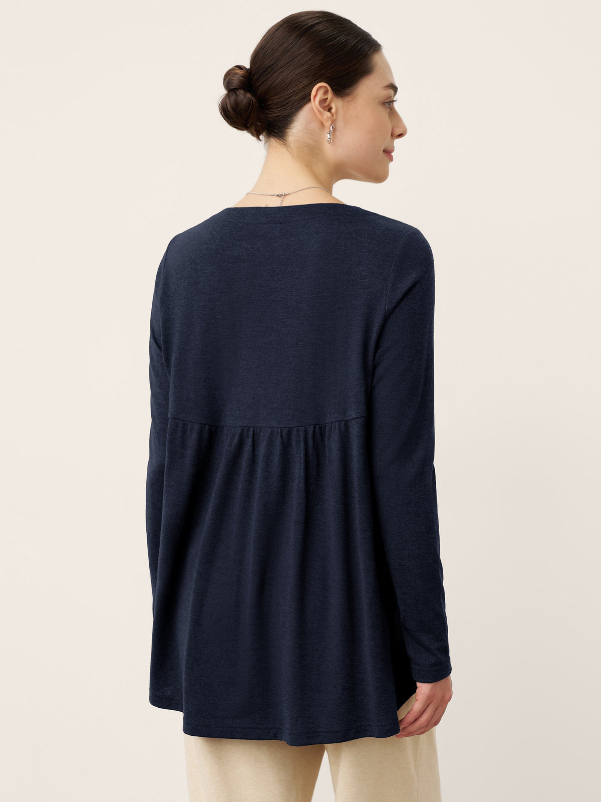 Wool Panelled Ruched Asymmetric Hem Top | Kalista