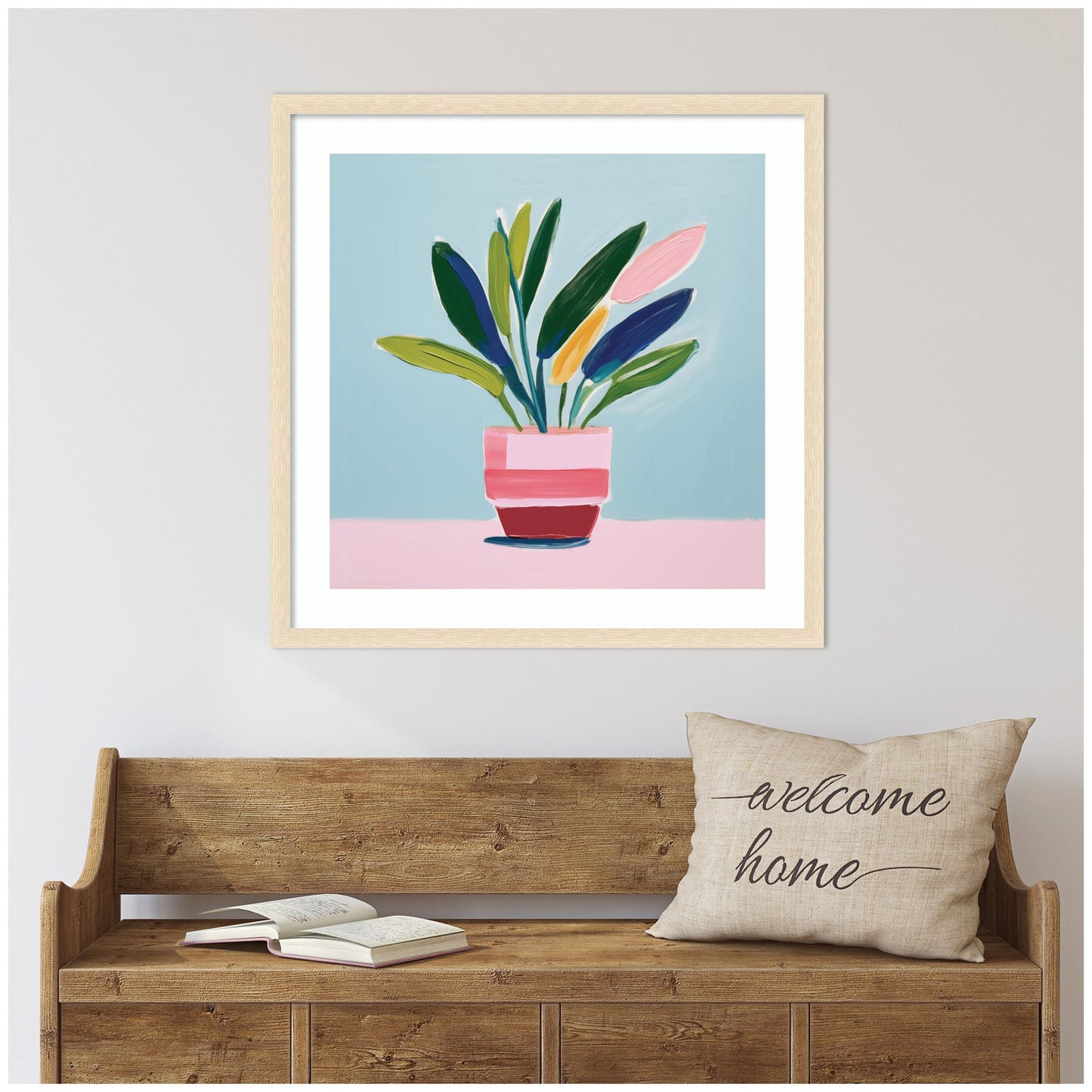 JRFA Studios | Playful Potted Plant Still Life Framed Wall Art by The Creative Bunch Studio