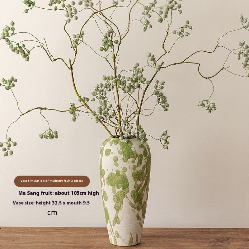 Artisan Wabi-Sabi Ceramic Vase & Dried Flower Set - Handcrafted Minimalist Centerpiece