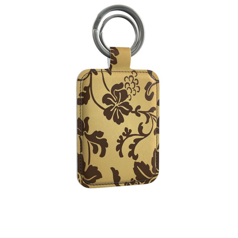 Vintage Botanical' Rectangular Leather Keyring