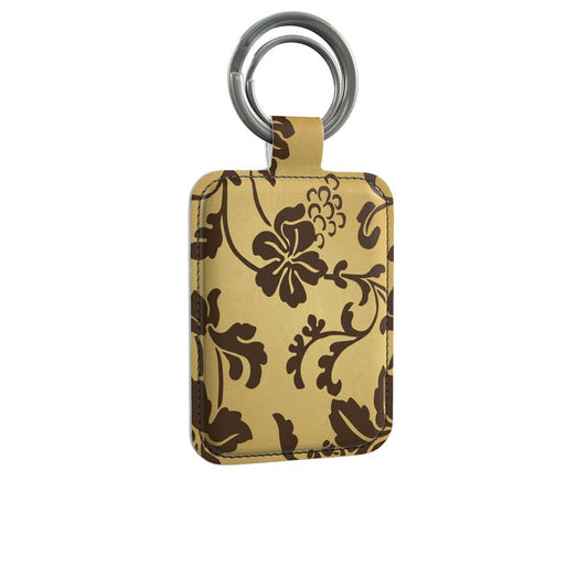 Vintage Botanical' Rectangular Leather Keyring