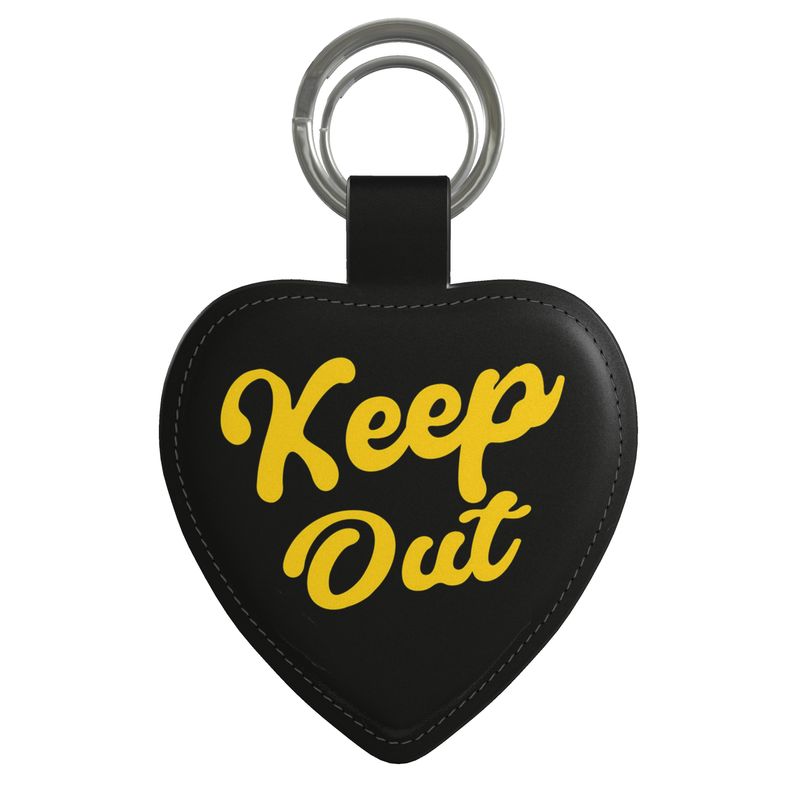 'Keep Out' Heart Leather Keyring