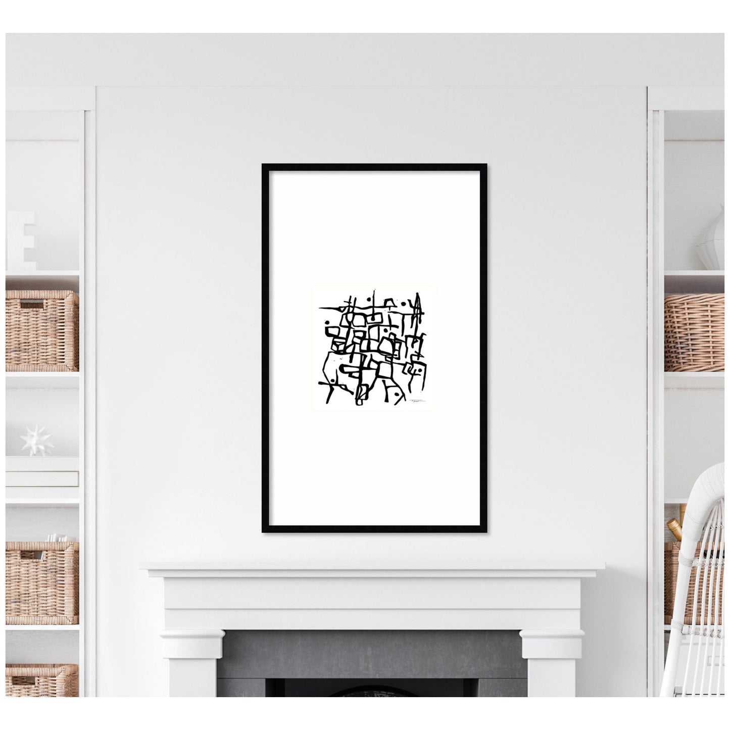 Organic Lines BW Grayscale by Statement Goods Framed Wall Art Print