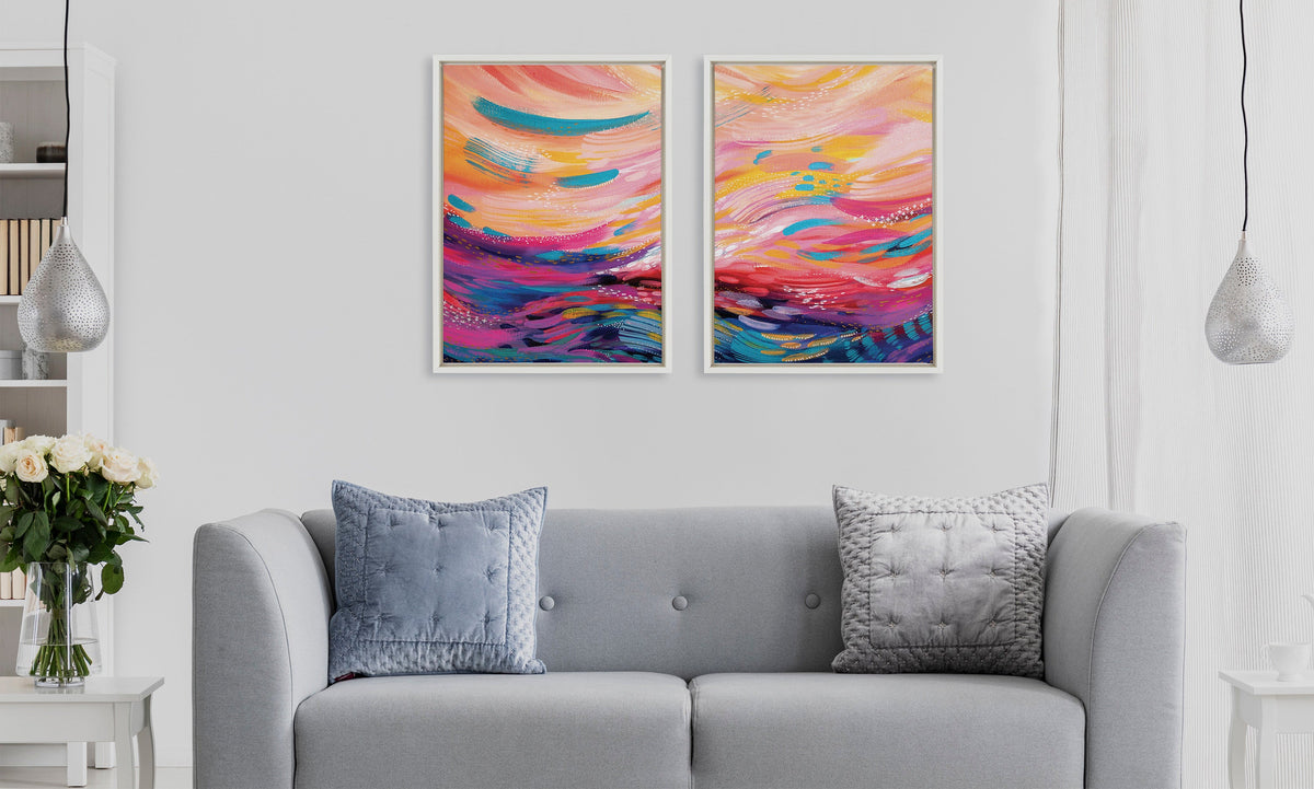 Sylvie Brush Strokes 90 Canvas Set by | 2-Piece Framed Diptych