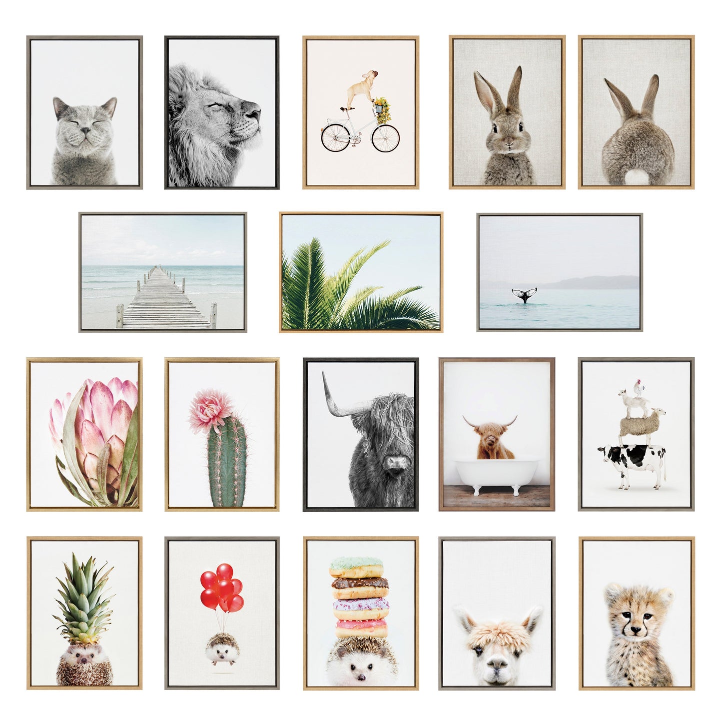 Sylvie Bunny Portrait and Bunny Tail Framed Canvas Art Set by Amy Peterson Art Studio