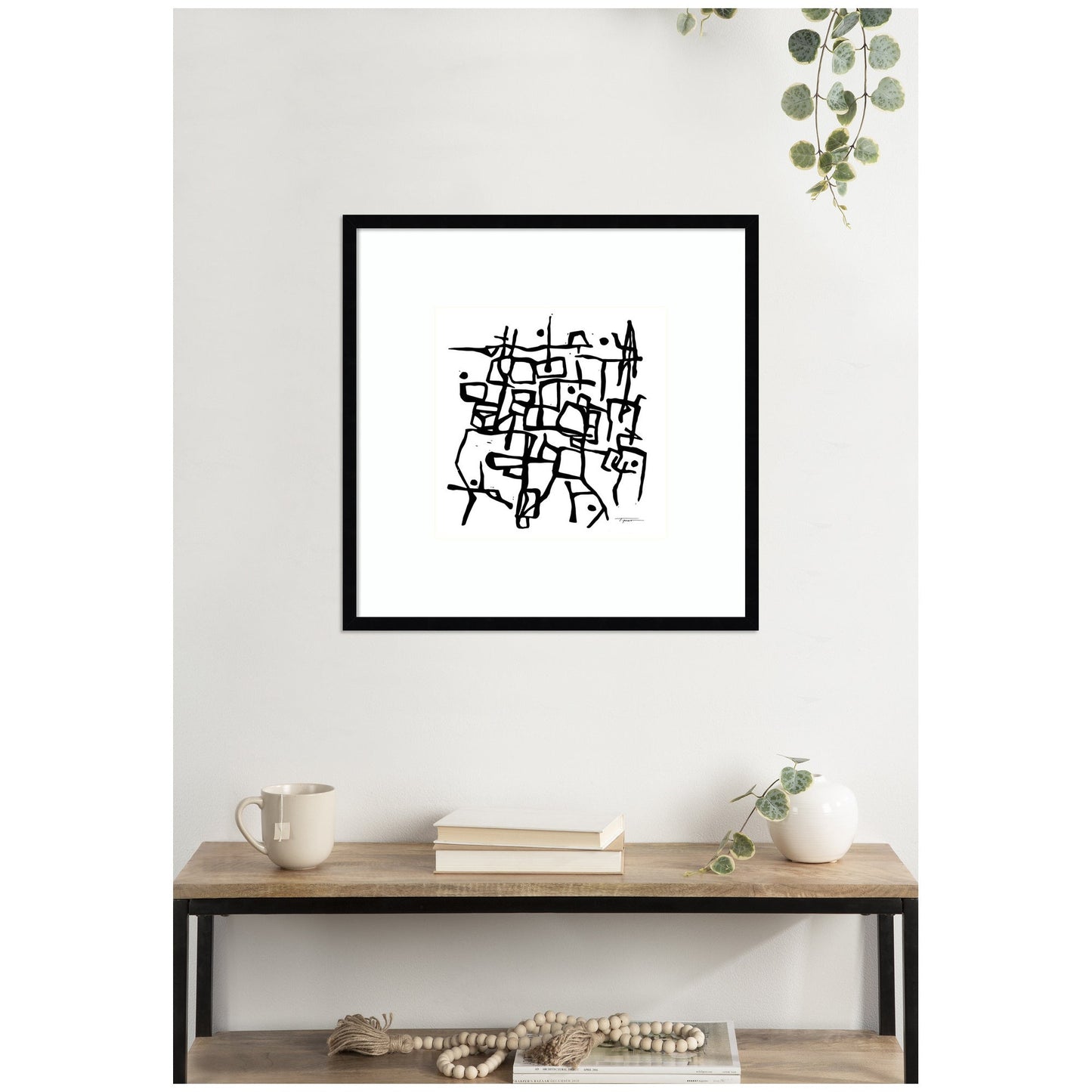 Organic Lines BW Grayscale by Statement Goods Framed Wall Art Print