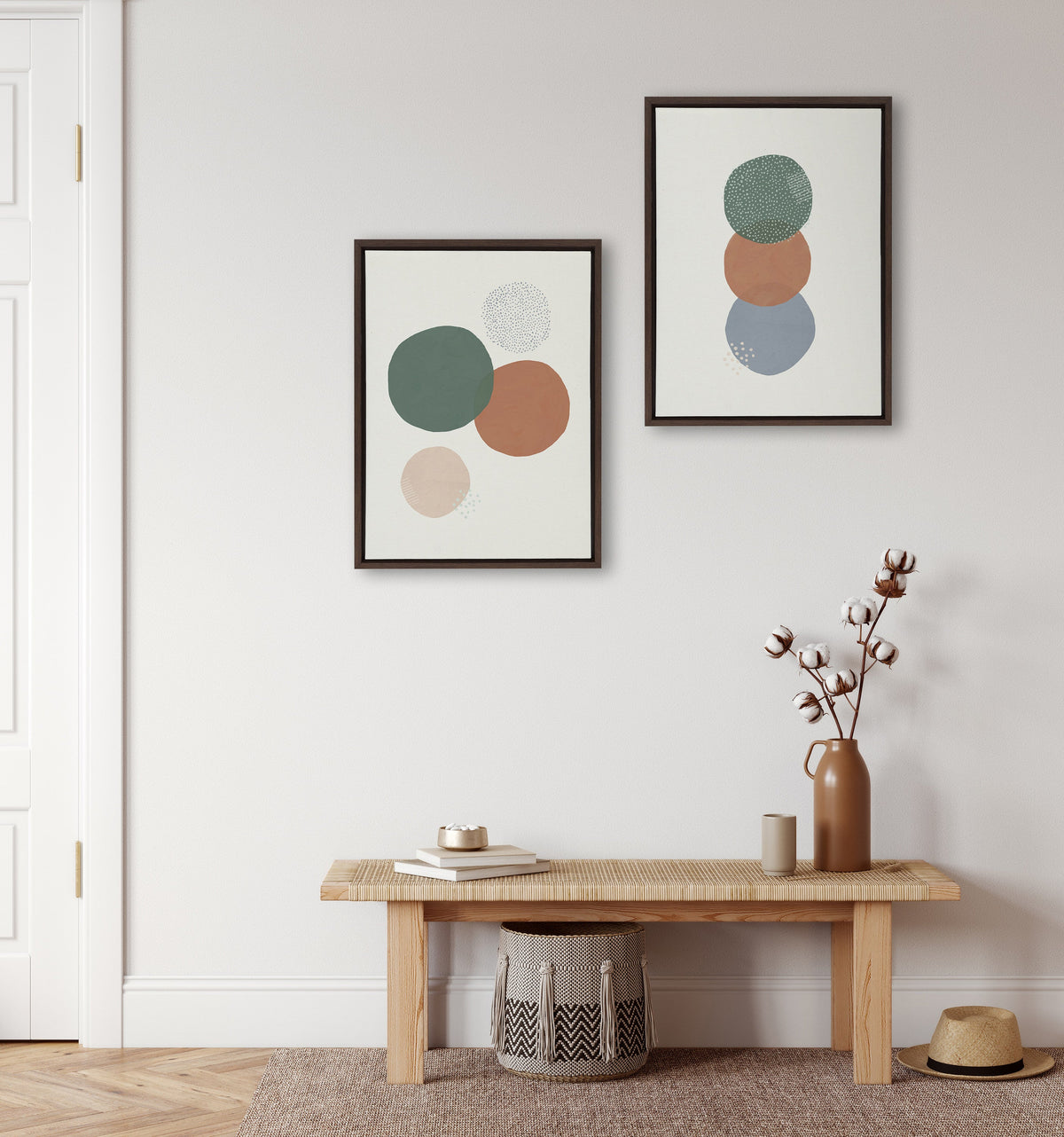 Sylvie Abstract Soft Circles Canvas Art Set | 2-Piece Diptych