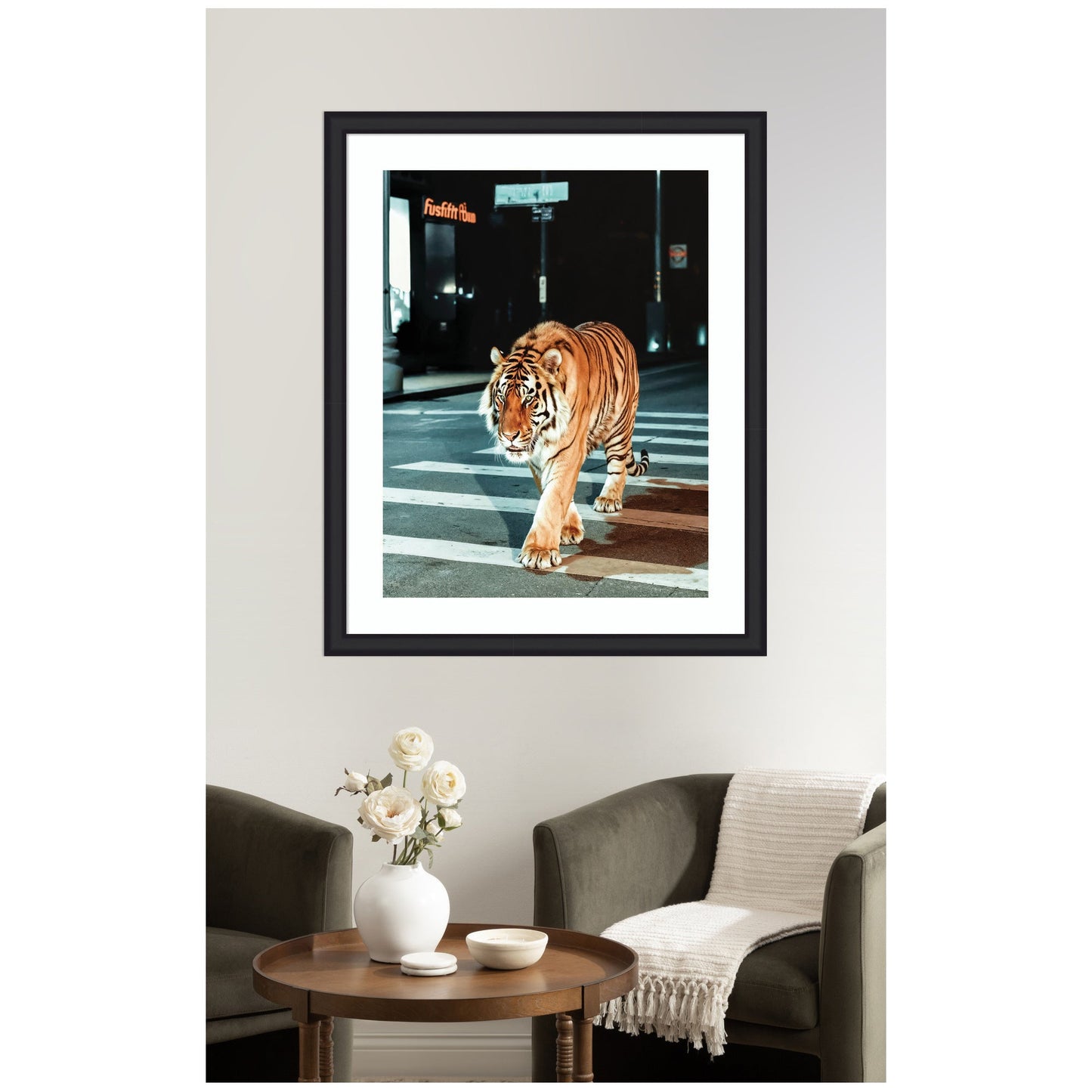 Limited Edition Tiger in the City at Night 2 by Michael Schauer