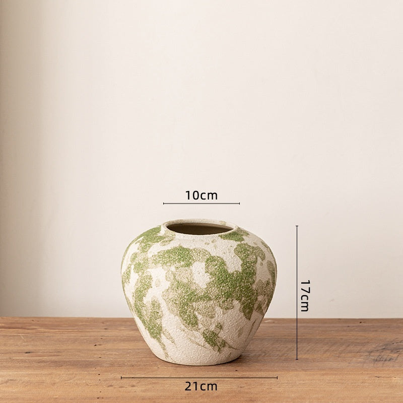 Artisan Wabi-Sabi Ceramic Vase & Dried Flower Set - Handcrafted Minimalist Centerpiece