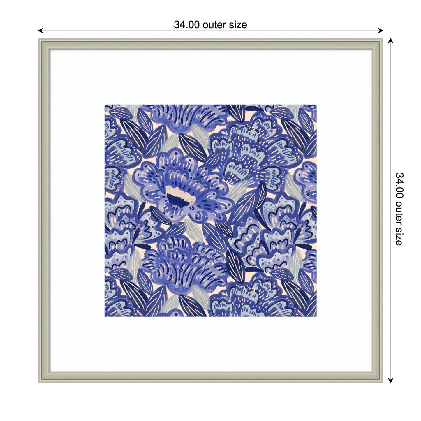 Framed Art Painted Flowers Blue by Carrie Cantwell