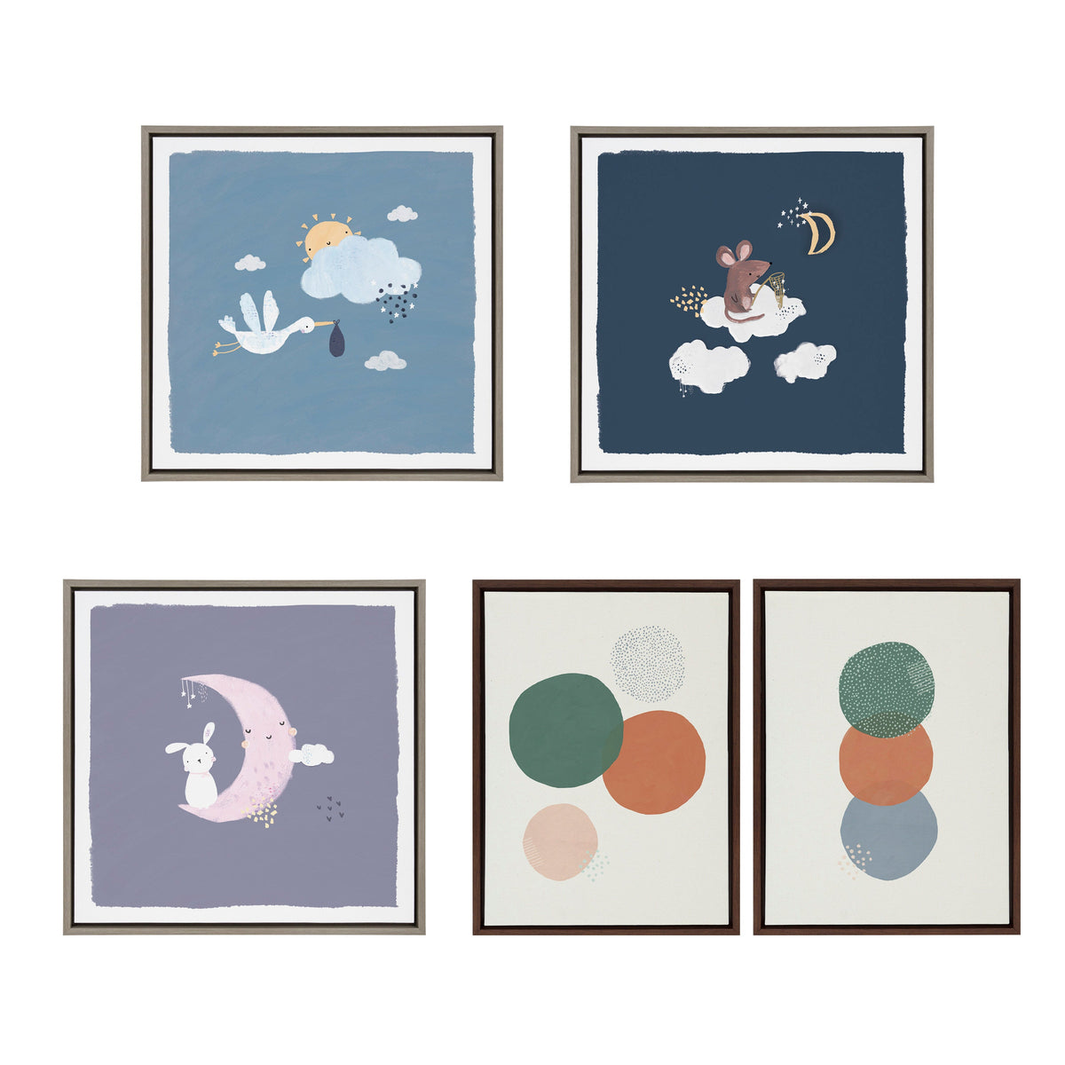 Sylvie Abstract Soft Circles Canvas Art Set | 2-Piece Diptych