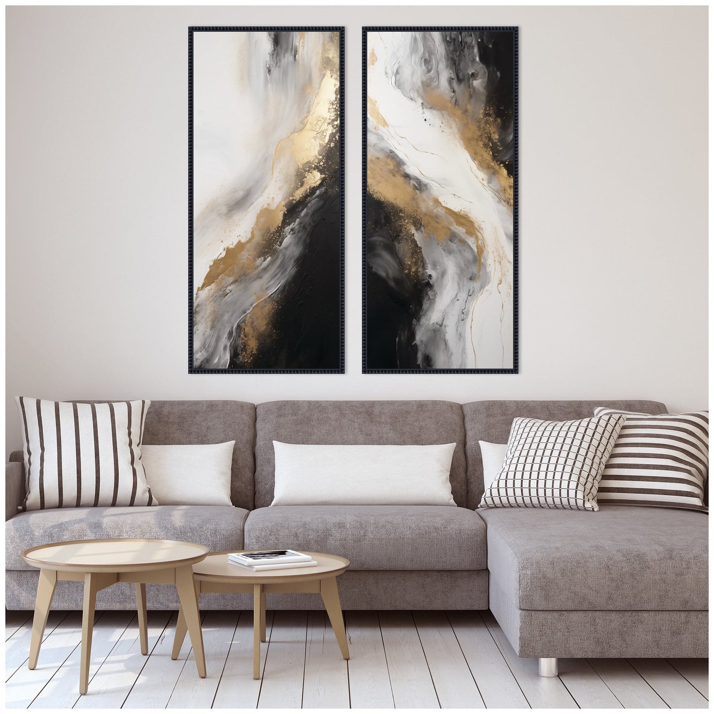 Limited Edition Luxe Drift 2 Piece Framed Canvas Wall Art Set by The Creative Bunch Studio