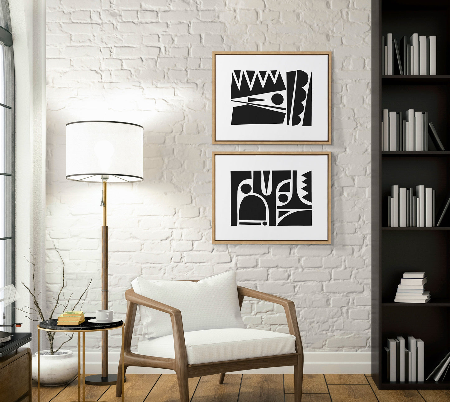 Sylvie Geometric Framed Canvas Set by Statement Goods