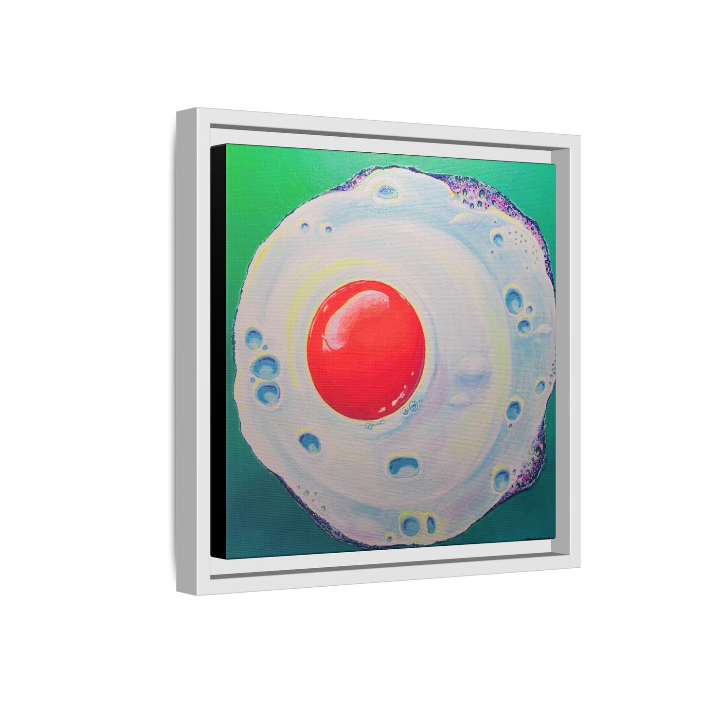 Framed Neon Fried Egg Canvas Print