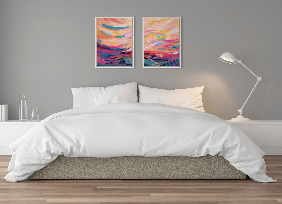 Sylvie Brush Strokes 90 Canvas Set by | 2-Piece Framed Diptych