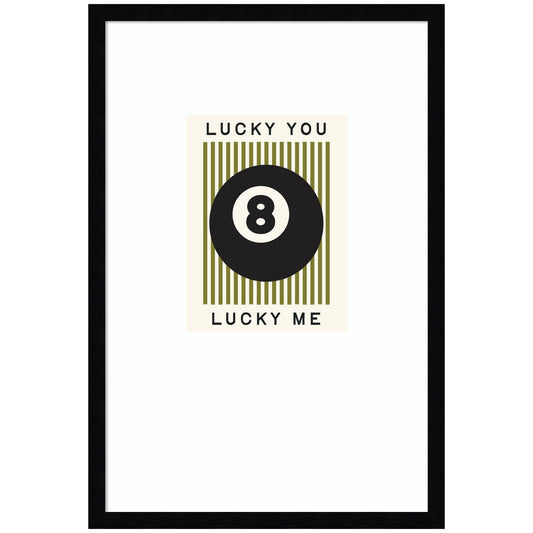 Lucky You Lucky Me Green Striped 8 Ball Print, Dopamine Decor for Home or Apartment Retro Poster by Lucky Guava Framed Wall Art Print