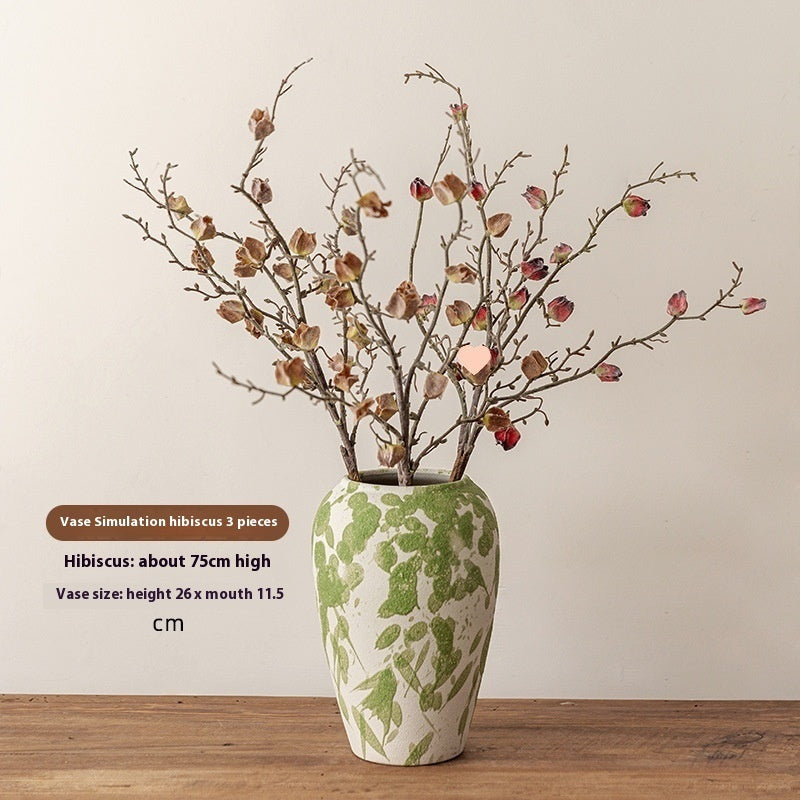Artisan Wabi-Sabi Ceramic Vase & Dried Flower Set - Handcrafted Minimalist Centerpiece