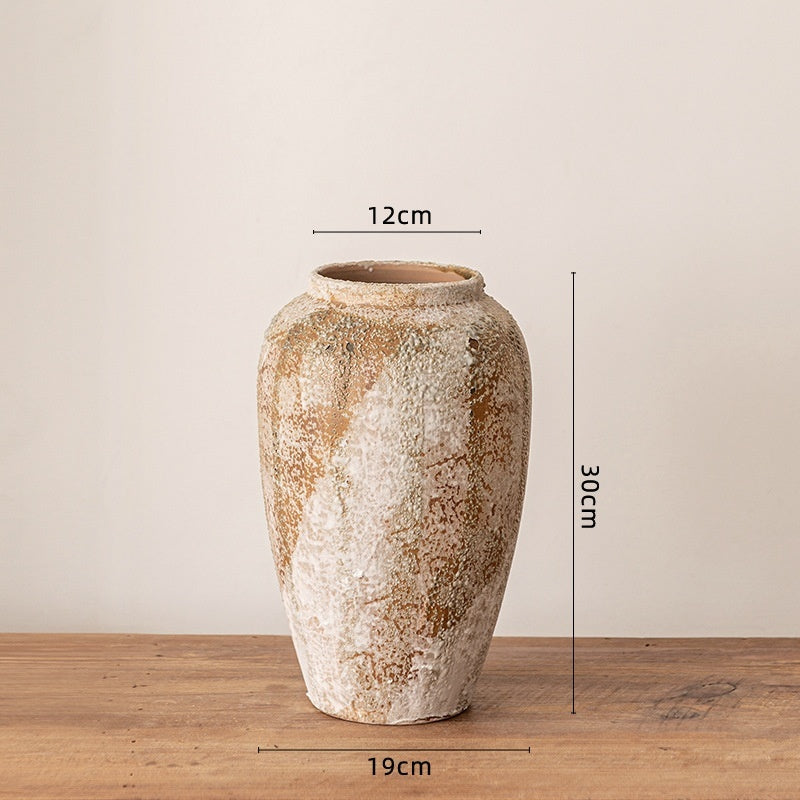Artisan Wabi-Sabi Ceramic Vase & Dried Flower Set - Handcrafted Minimalist Centerpiece