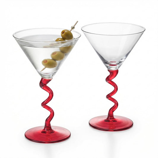 Spiral Stem Martini Glasses